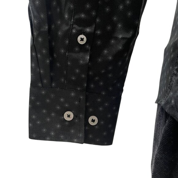 Nick Graham Black Dress Shirt Small Stretch Modern Fit Micro Print Long Sleeve - Picture 5 of 10